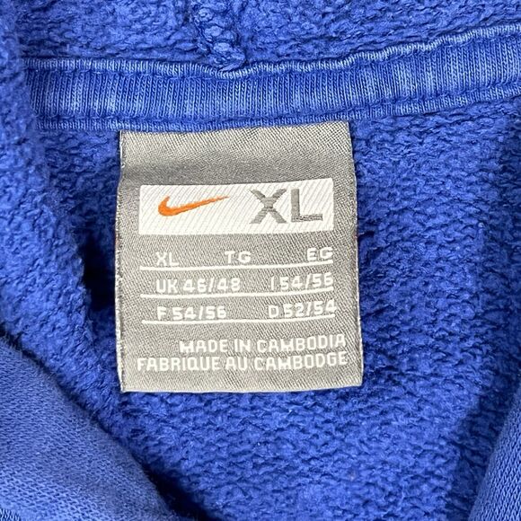 2000s Y2K Nike Football Center Swoosh Blue Hoodie Pullover Size XL Silver Tag - Picture 3 of 11